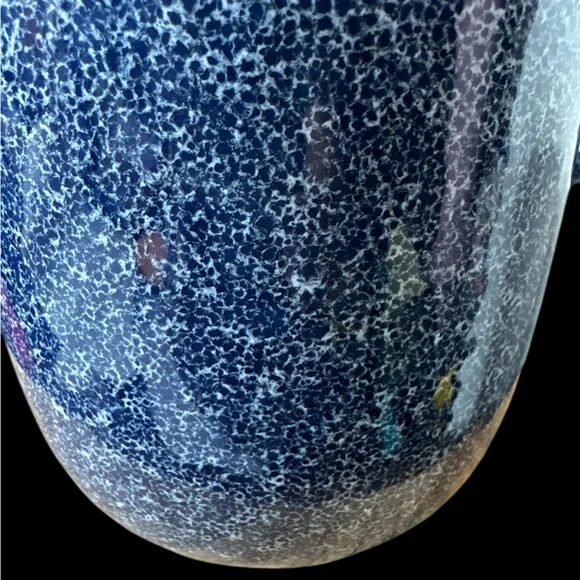 Blue Speckled Ceramic Planter with drain hole in bottom with stopper. (1-P) - Picture 3 of 7